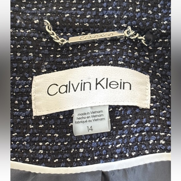 Calvin Klein Tweed Women 2- Piece Skirt Suit Set Size 14 Navy - Picture 7 of 11